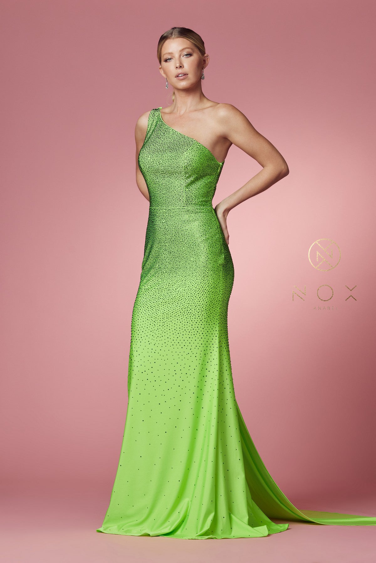 One-Shoulder Glam Prom Dress with Cape_NX E1039
