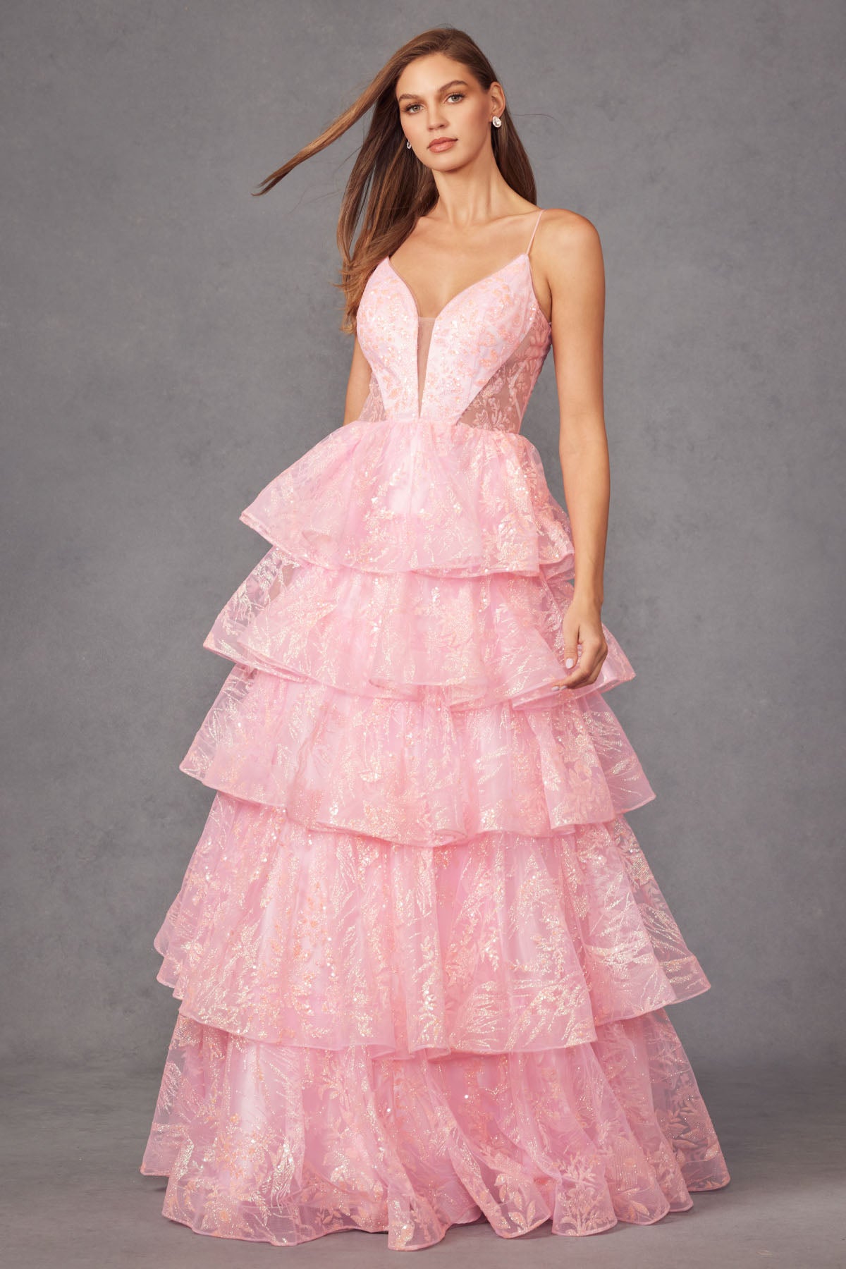 Glamorous Tiered Ruffle Prom Dress_JU 2438K