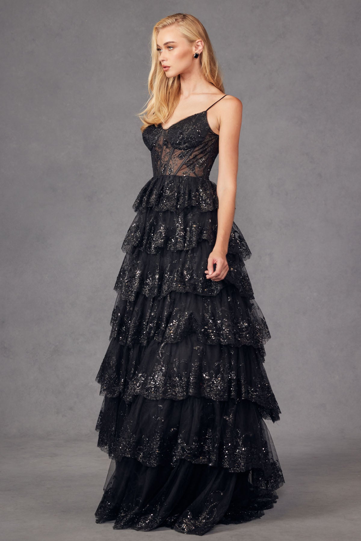 Elegant Tiered Prom Dress with Sparkle_JU2454K
