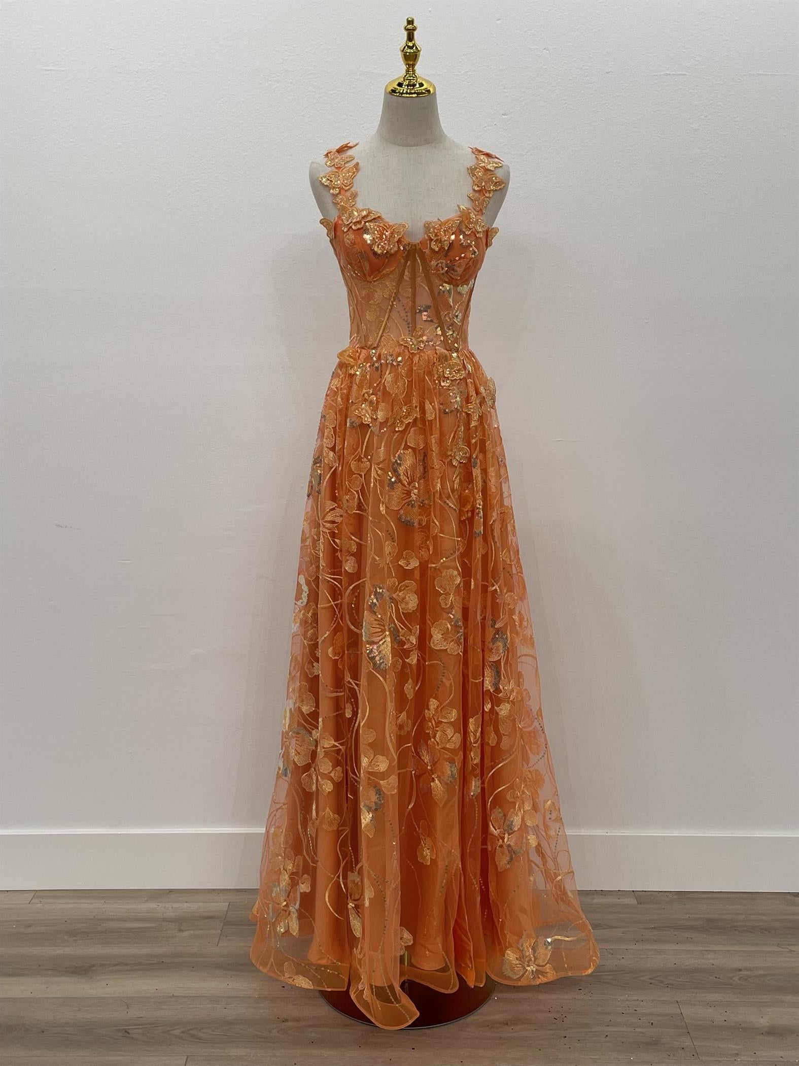 Floral Embroidered Lace-Up Prom Dress_NX T1327 bellapromweddingdress Floral Embroidered Lace-Up Prom Dress_NX T1327 bellapromweddingdress