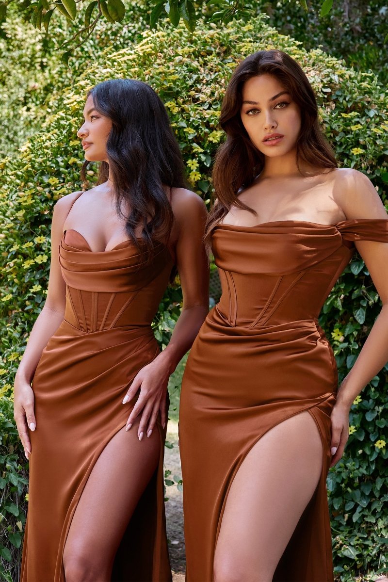 Elegant V-Neck Flowing Bridesmaids Dress_LD 7483