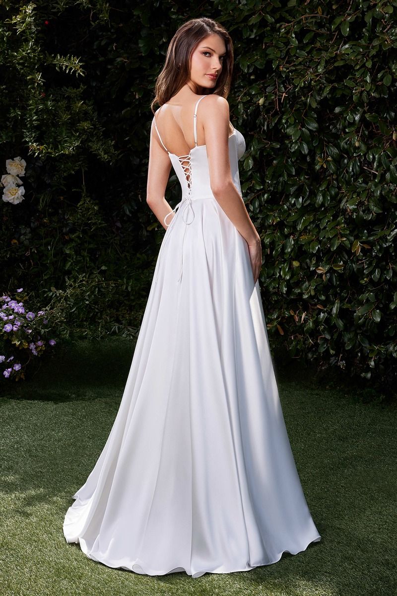Wedding Dress _ Elegant Satin Corset Wedding Dress with Flowing A-Line Skirt LD CD337W
