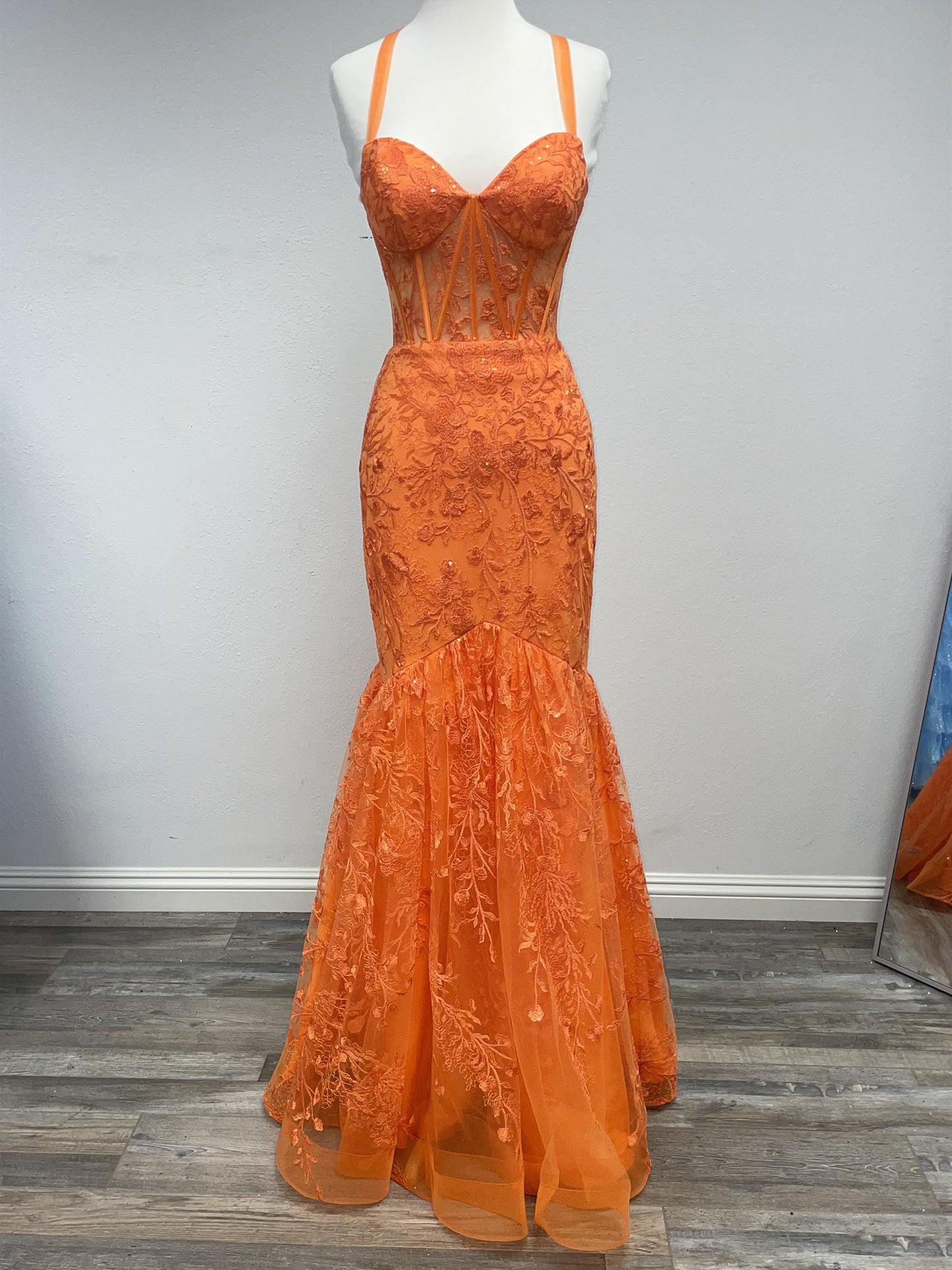 lace mermaid prom dress Elegant Lace Mermaid Prom Dress_NX T1339