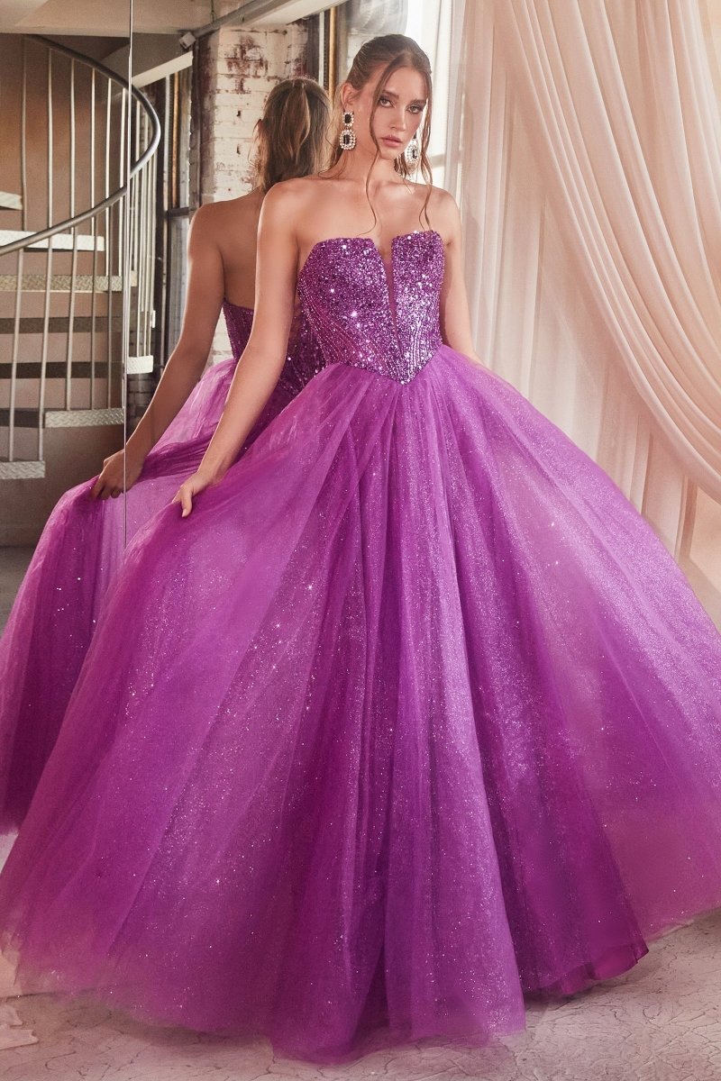 strapless sequin prom dress Elegant Strapless Sequin Prom Dress_LD CD0217