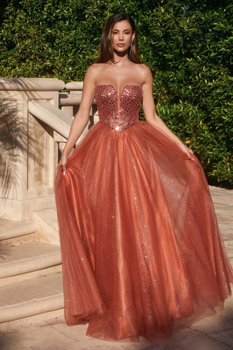 strapless sequin prom dress Elegant Strapless Sequin Prom Dress_LD CD0217